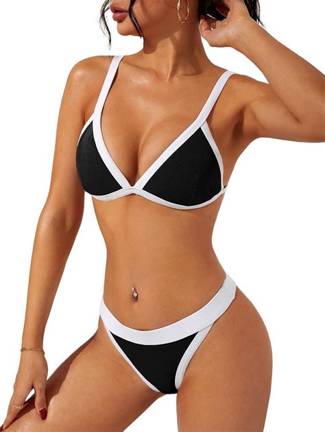 Amazon Swimall Women S Triangle Bikini Set Sexy Brazilian Sporty Two Piece Swimsuit Cute