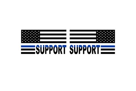 SUPPORT Police Officers Thin Blue Line American Flag Vinyl Decals Jeep ...