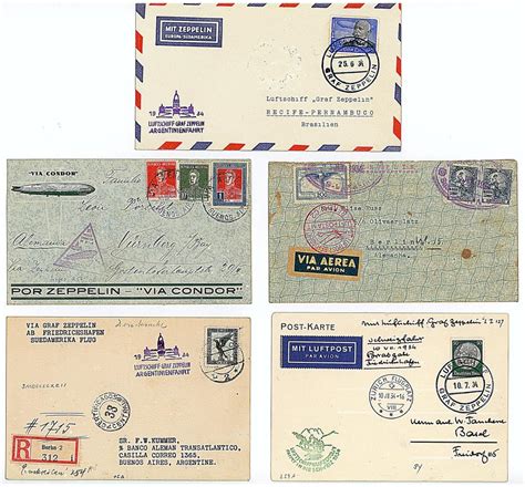 Lot Airship Graf Zeppelin Flown Postal Covers