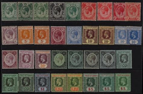 Straits Settlements Kgv Set C Wmk Mult Crown Listed Shades