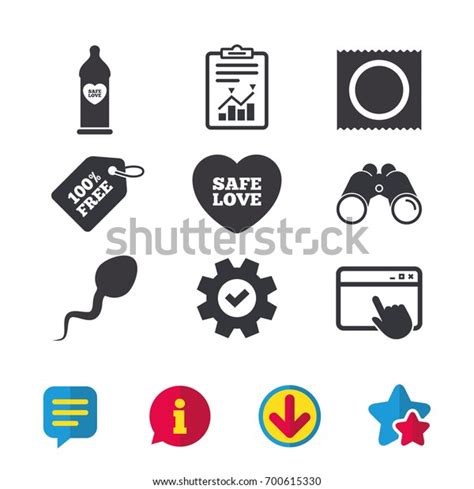 Safe Sex Love Icons Condom Package Stock Vector Royalty Free