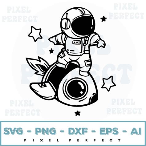 Cute Space Astronaut Riding A Rocket Svg Cricut Silhouette Inspire