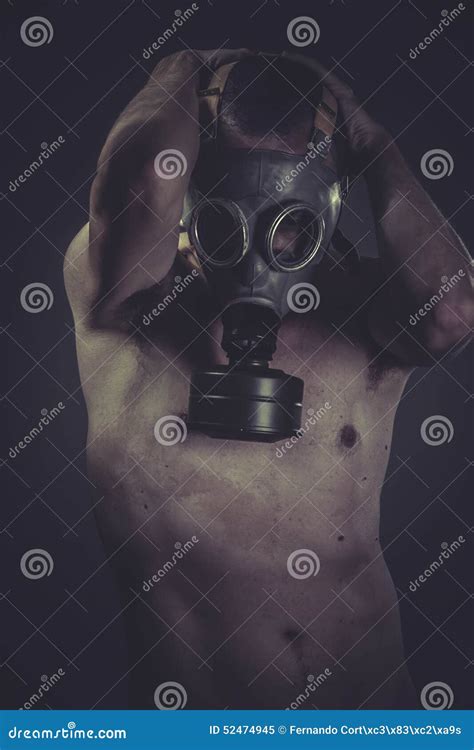 Epidemic Concept Of Risk Of Contamination Naked Man With Gas M Stock Image Image Of Life