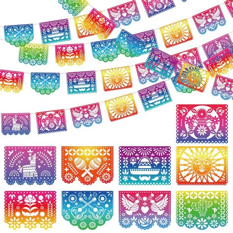 Qpout Packs Mexican Party Banners Iridescent Plastic Papel Picado