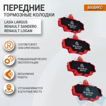 Колодки тормозные передние для Лада Ларгус (K7M), Рено Логан 1, Сандеро ...