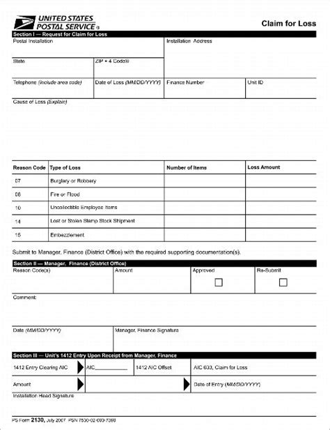 Usps Insurance Claim Form Printable Printable Forms Free Online