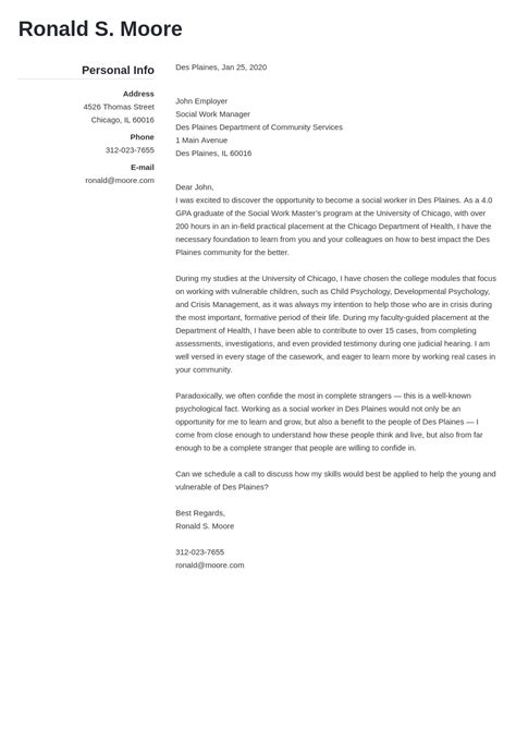 Social Work Cover Letter Example And Ready To Use Templates