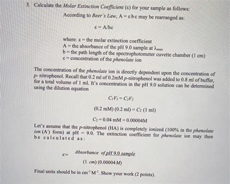 Calculate The Molar Extinction Coefficient For Chegg