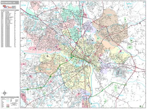 Richmond Virginia Wall Map Premium Style By MarketMAPS | Virginia Map