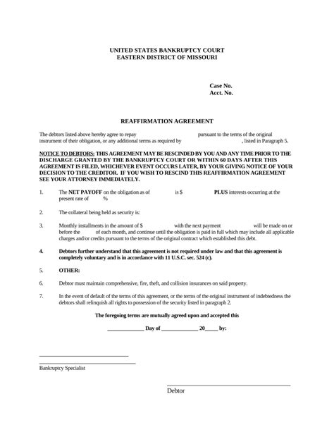 Reaffirmation Agreement Form Fill Out And Sign Online Dochub