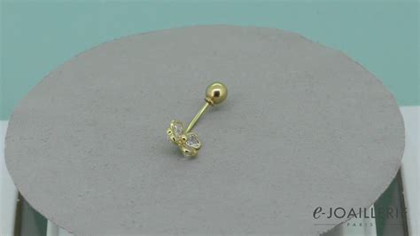 E Joaillerie Piercing Nombril Or Jaune 18 Carat Et Zirconium