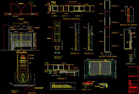 Planos De Detalles De Puerta Metalica En Dwg Autocad En Planospara