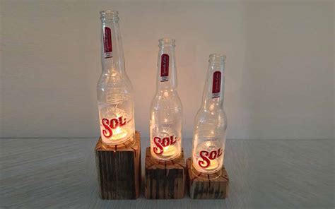 Sol beer bottle tealight candle holder 3 piece | Inwood Creations