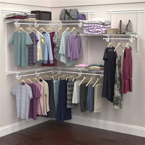 closetmaid shelftrack   ft wide white wire adjustable walk  closet