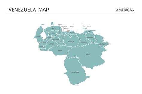 Venezuela Mapa Ilustración Vectorial Sobre Fondo Blanco Mapa Tiene Toda La Provincia Y Marca La