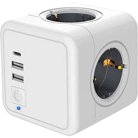 Multiprise Cube USB Afaneep Multiprise Murale 4 Prises Avec 3 USB