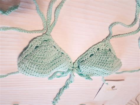 Crochet Mint Green String Bikini W Brazilian Bikini Bottoms Etsy