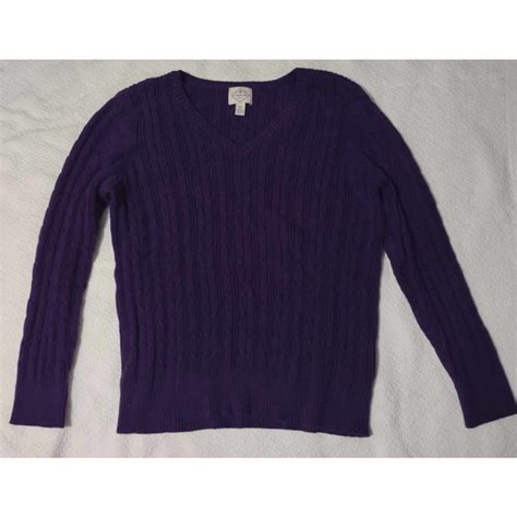 St John S Bay Sweaters St Johns Bay Purple Cable Knit V Neck