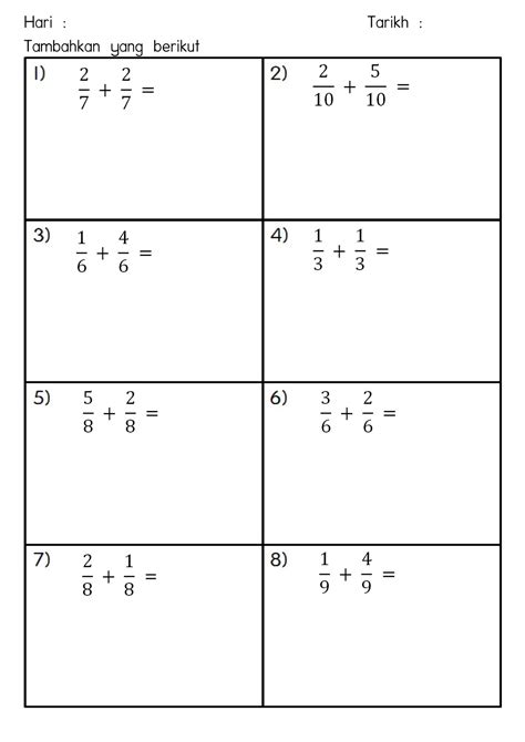 Latihan Matematik Tahun 4 Tajuk Pecahan Part 2 Cikgu Mohd Fadli