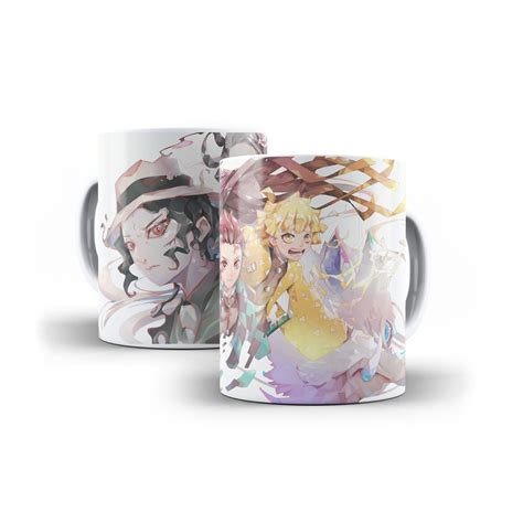 Caneca Porcelana Personalizada 325 ML Demon Slayer Tanjiro Muzan Nezuko