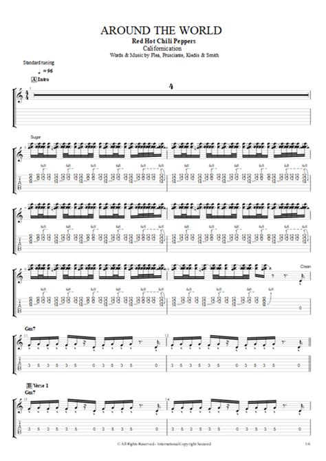 Around The World Tab By Red Hot Chili Peppers Guitar Pro Full Score MySongBook