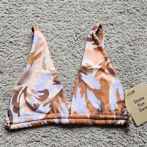Stone Fox Swim Swim Nwt Stone Fox Swim Paloma Neutral Triangle Bikini Top Xs Color Pastel