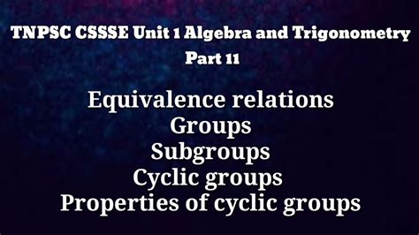 Tnpsc Cssse Unit 1 Algebra And Trigonometry Part 11 Achieveyour