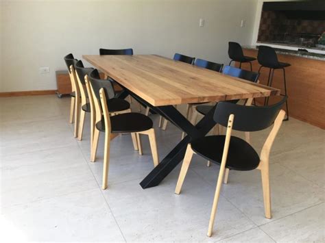 Mesa De Comedor Esparta Madera Maciza Zoita Y Hierro Patas X