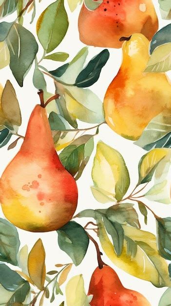 Premium AI Image A Watercolor Painting Of Pears And Leaves