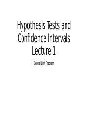 Understanding Hypothesis Tests And Confidence Intervals Lecture