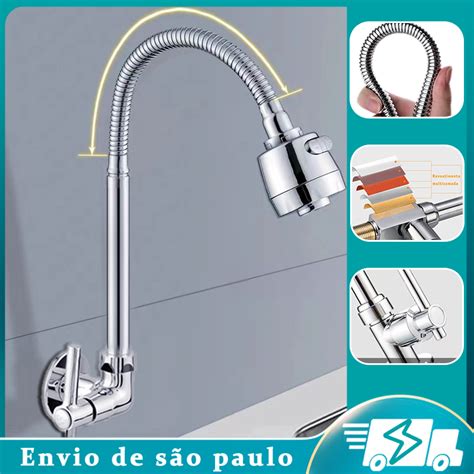 Torneira De Parede Pia Cozinha Gourmet Square Preta Cano De Silicone