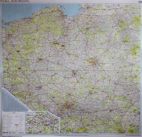 POLSKA DROGOWA MAPA ŚCIENNA ARKUSZ LAMINOWANY ERLI pl