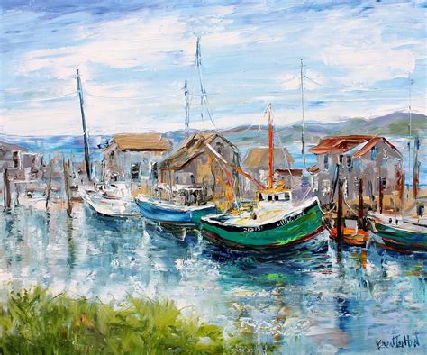 New England Harbor Boats Painting By Karen Tarlton Fine Art America