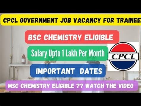 High Salary Government Job Vacancy For Bsc Chemistry Msc Chemistry