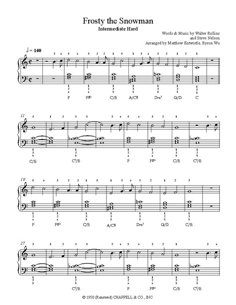 Free Printable Frosty The Snowman Sheet Music Free Printable