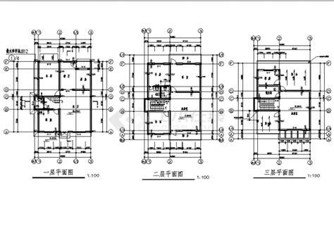 两套别墅住宅楼建筑设计施工cad图纸（含说明）图纸设计说明土木在线