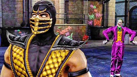 Scorpion Meets Joker Scene Mortal Kombat Vs Dc Universe Youtube