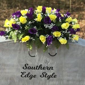 Headstone Saddle Yellow Purple Roses Cemetery Saddle Etsy