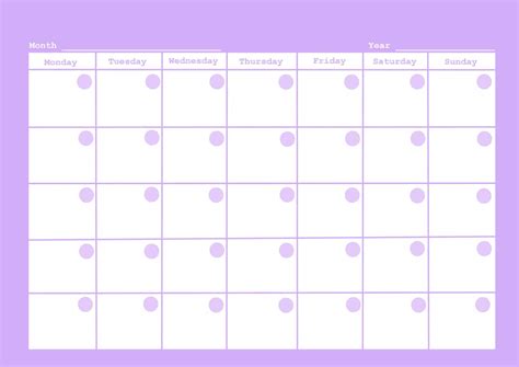 Printable Purple Fillable Calendar Bundle 1 Sunday Start Of Etsy