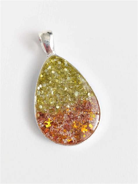 Teardrop Resin Pendant With Gold And Copper G Folksy