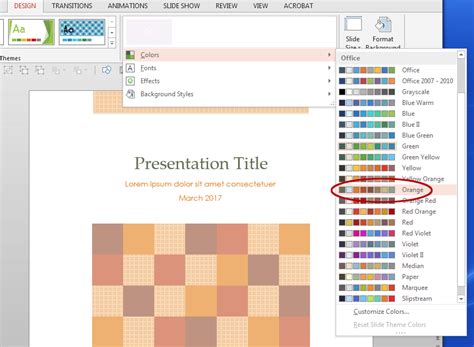 how to change theme colours in powerpoint