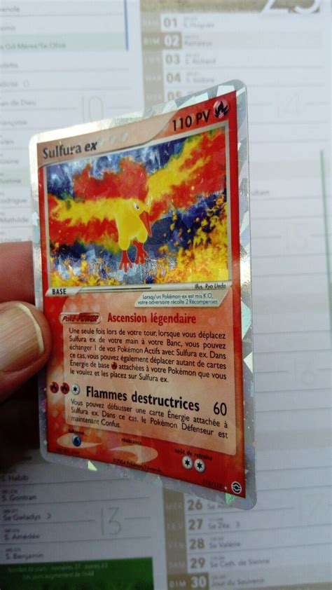 Carte pokemon sulfura ex 115 112 Fr set ex rouge feu vert feuille à