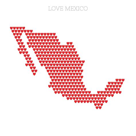 Premium Vector Mexico Country Map Made From Love Heart Halftone Pattern