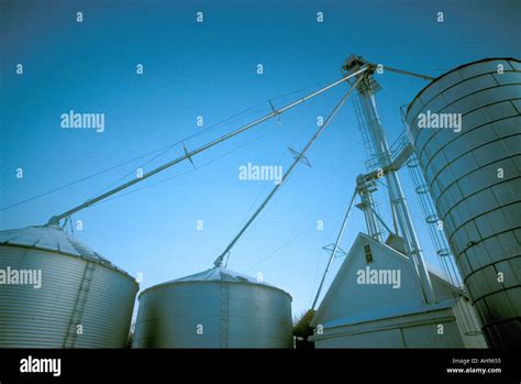 Grain Silos On Farm Stock Photo Alamy