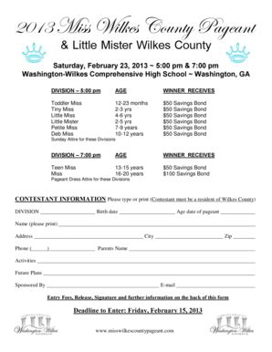 Fillable Online Click The Lion For The Registration Form Miss Wilkes