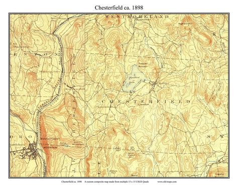 Chesterfield 1898 Old Town Map Spofford Lake Usgs Etsy