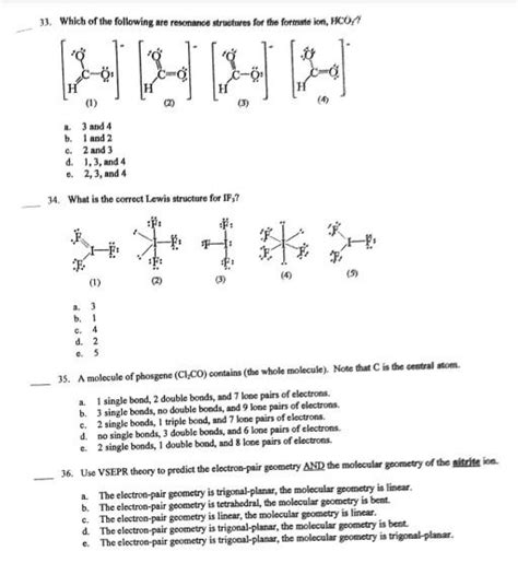 Solved 33. Which of the following are resonance structures | Chegg.com