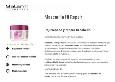 Salerm Cosmetics Mascarilla Hi Repair 250ml Crema Tratamien Cuotas