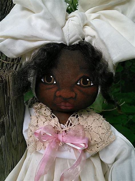 Primitive Black Folk Art Cloth Doll Ooak 18 Inches ~ Hand Painted~ Black Folk Art Folk Art