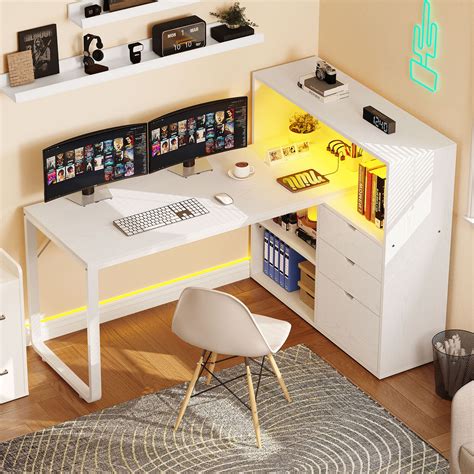 L Shaped Gaming Desk Corner Desk Home Office Computer Table W File